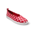 Red and white platform ballet flat with polka dot pattern