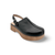 Black leather slingback clog with a wooden sole