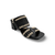 Black and off white double strap slide with block heel