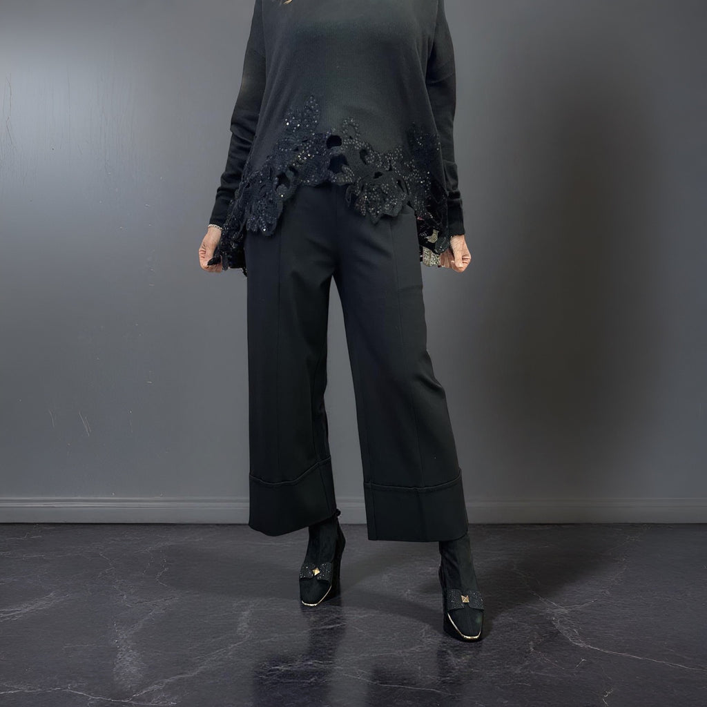 W25144L Black Turn Up Pocket Trouser