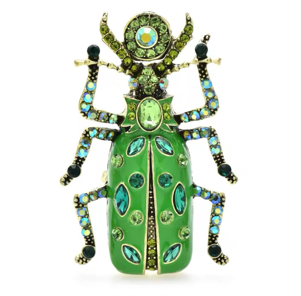 Scarab Green Brooch