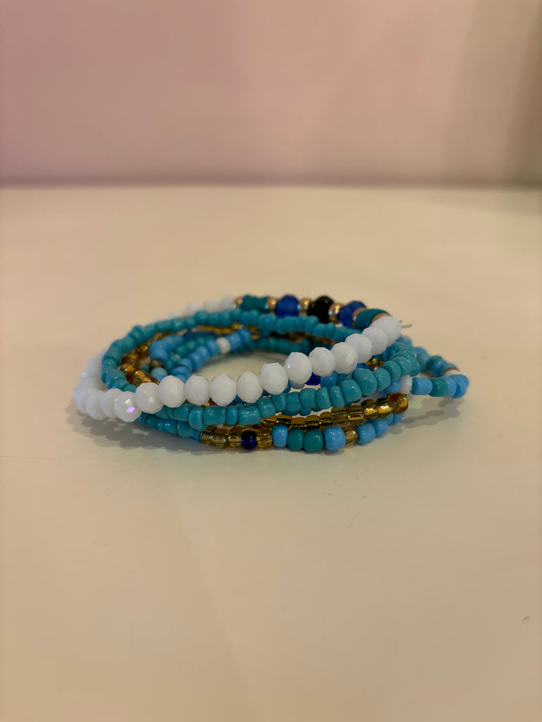 Blue Elastic Multi Bracelet