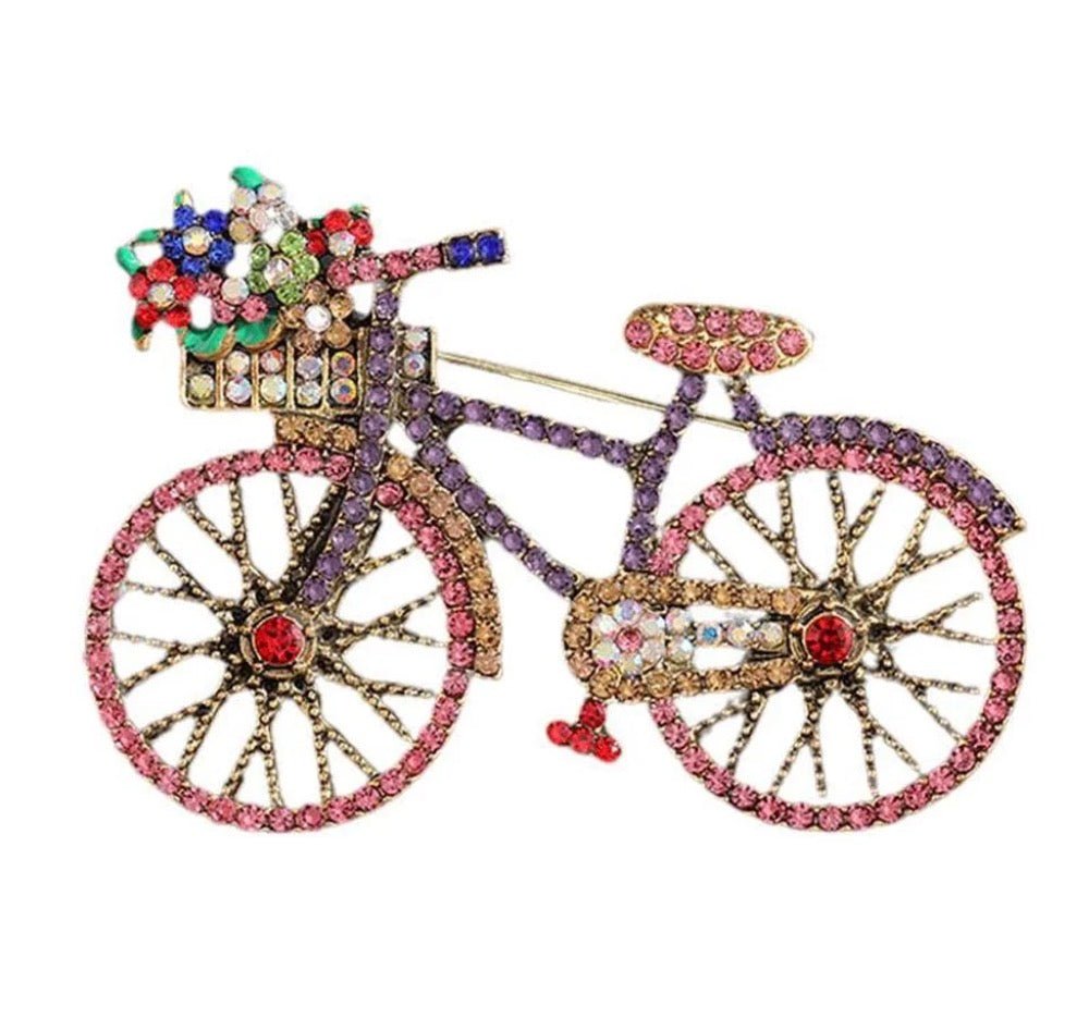 Pink Multi Bicycle Brooch