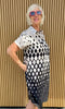 24-354 Black and Cream Geo Shirt Dress