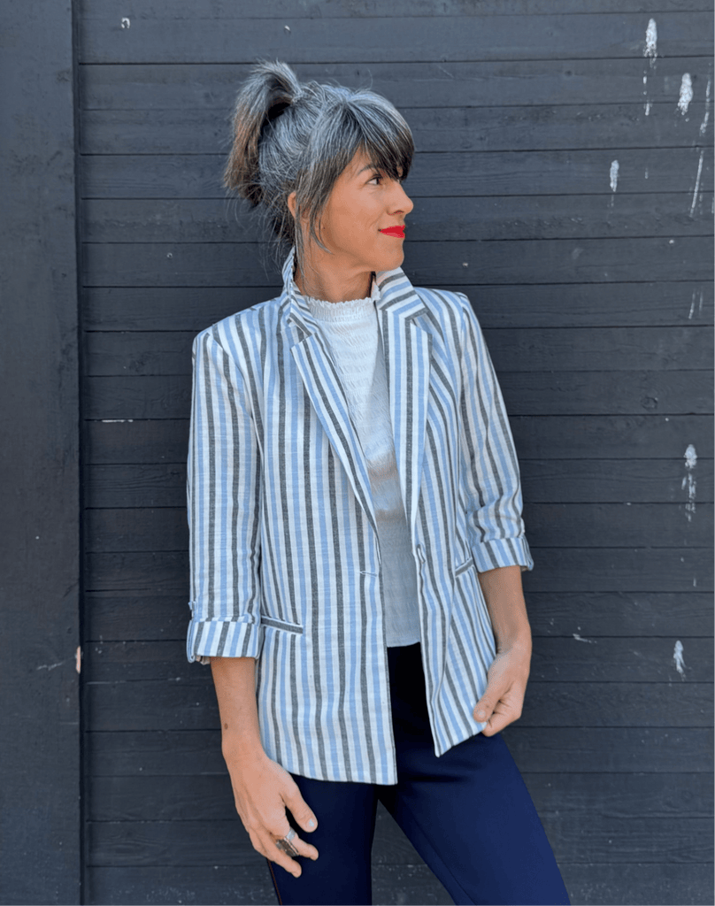 Elsa Blue White Grey Blazer