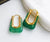 Ice Green Square Hoop Earrings