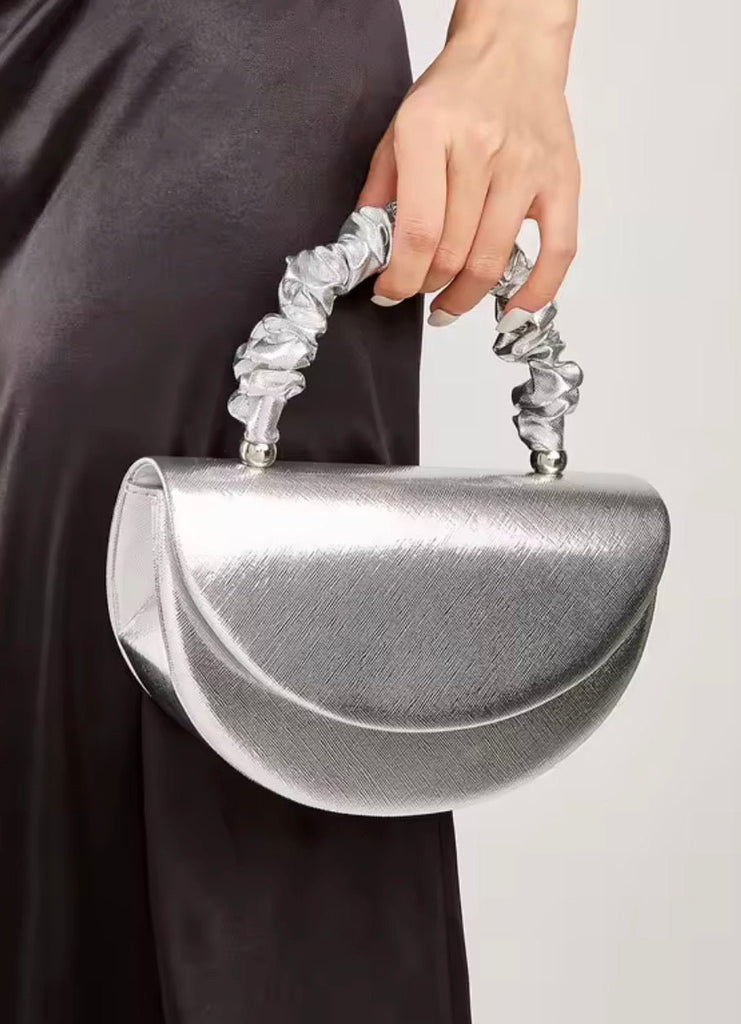 Silver Half Moon Clutch