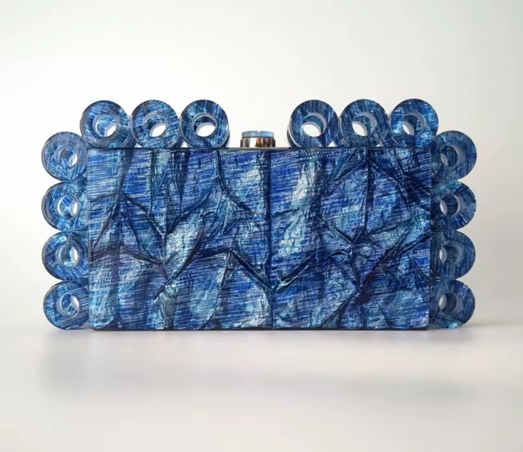 Blue Glitter Deco Clutch