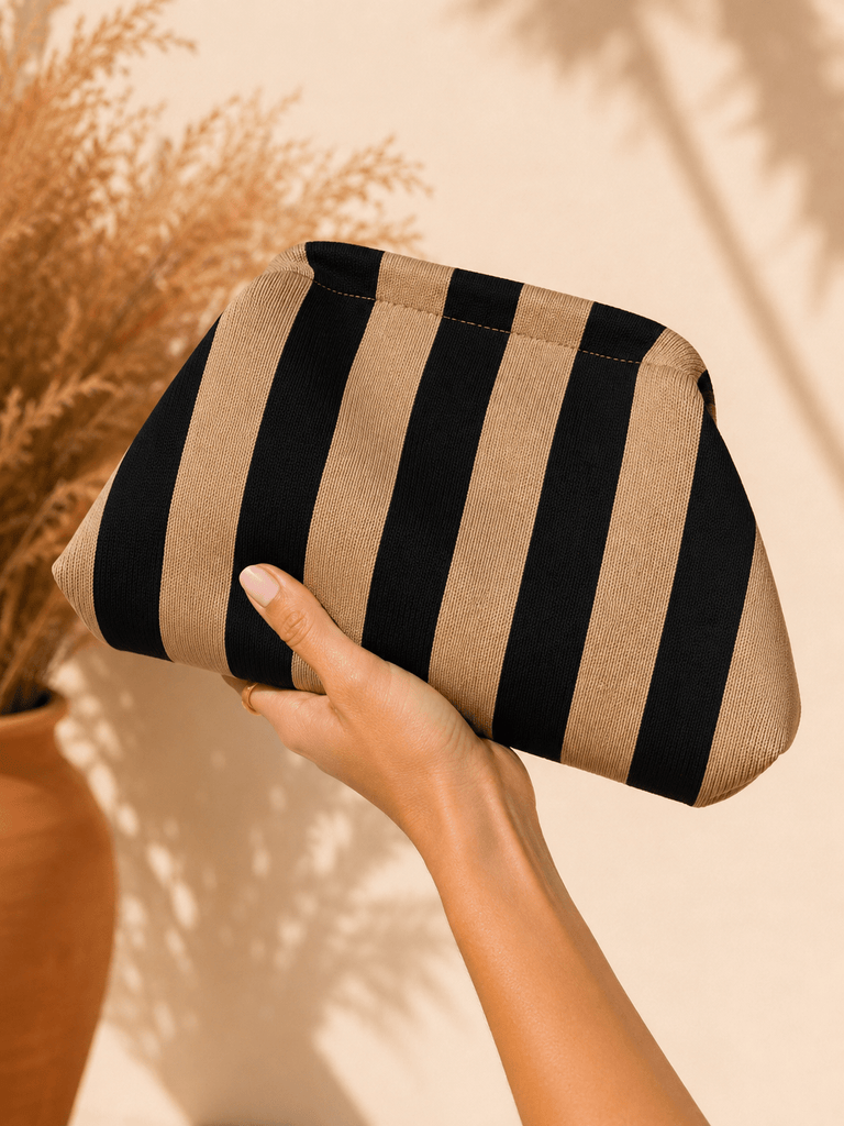 Brown/Black Knit Clutch