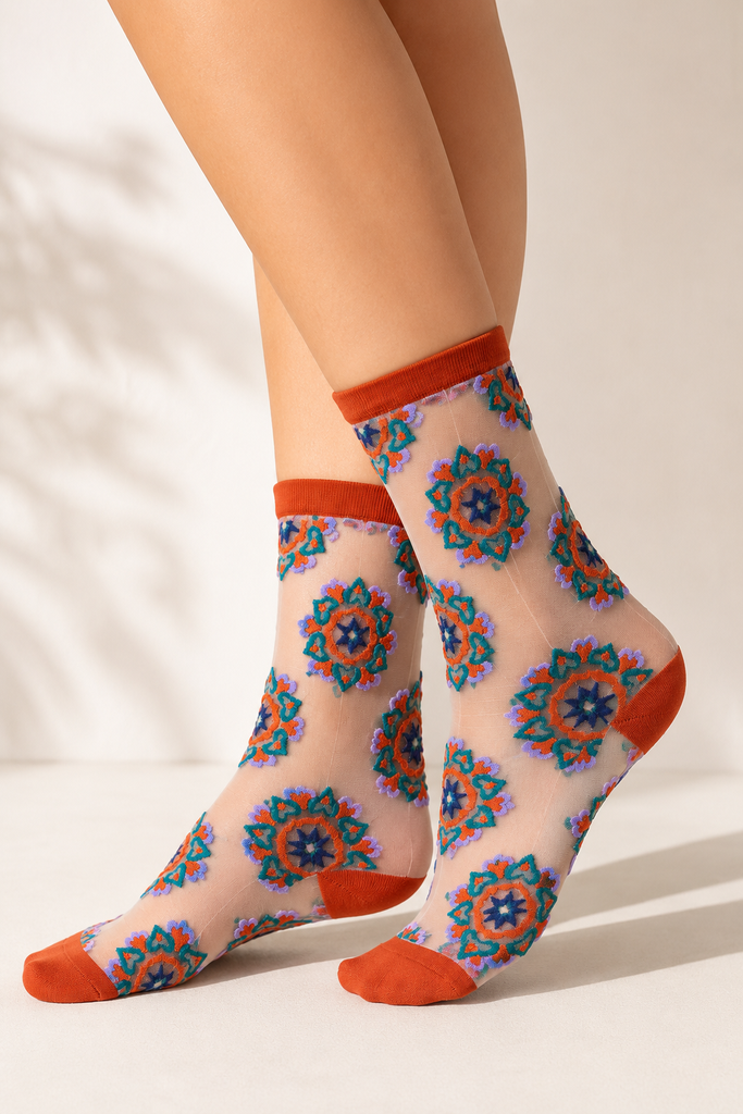 Green Heart Mesh Sock