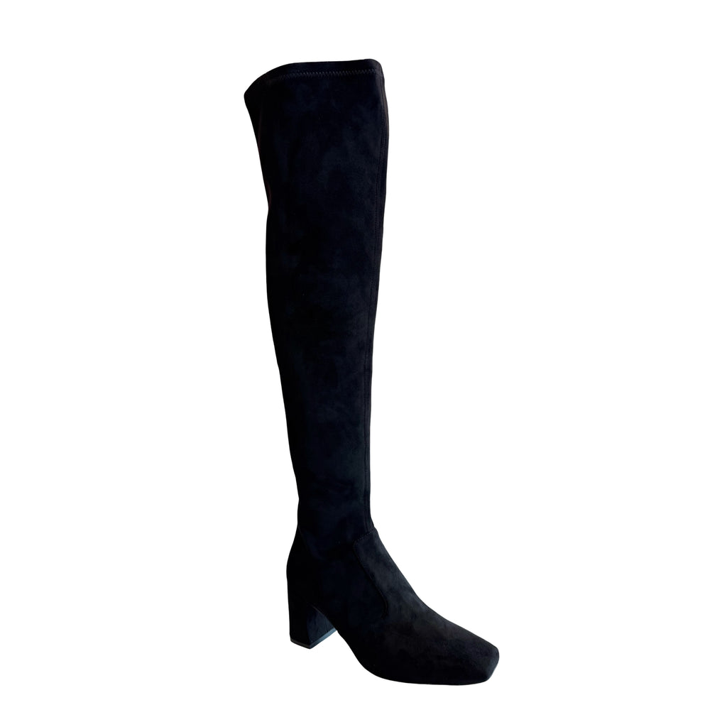 Wolfey Black Microsuede Tall Boot