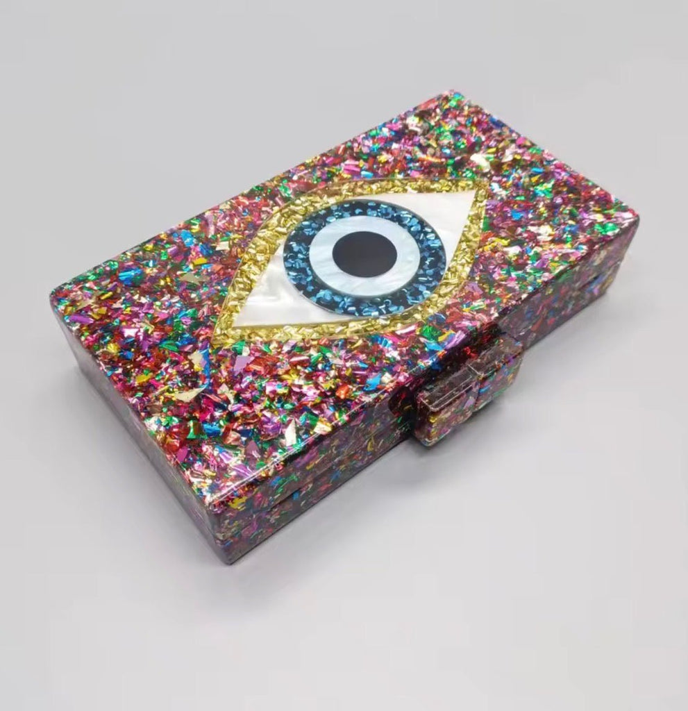 Evil Eye Multi Glitter Clutch