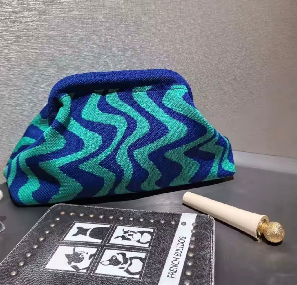 Blue/Turquoise Knit Clutch