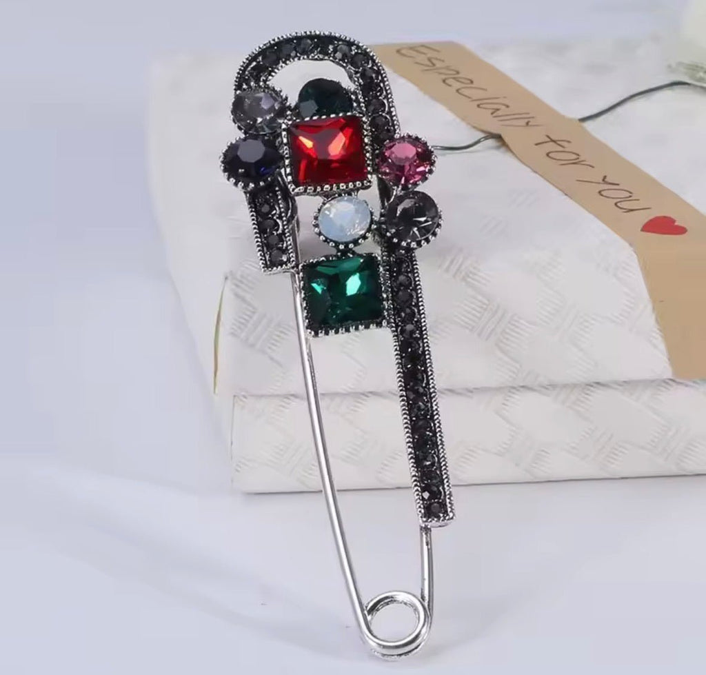 Silver Multi Jewel Pin