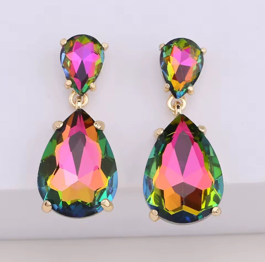 Rainbow Crystal Drop Earring