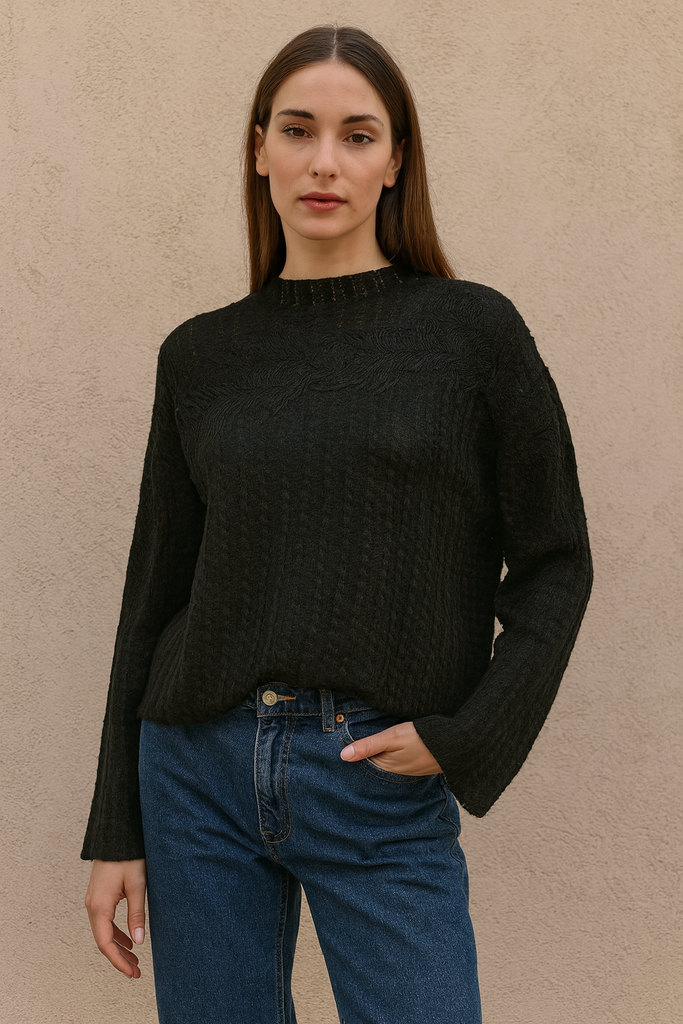 8633 Baria Black knit Top