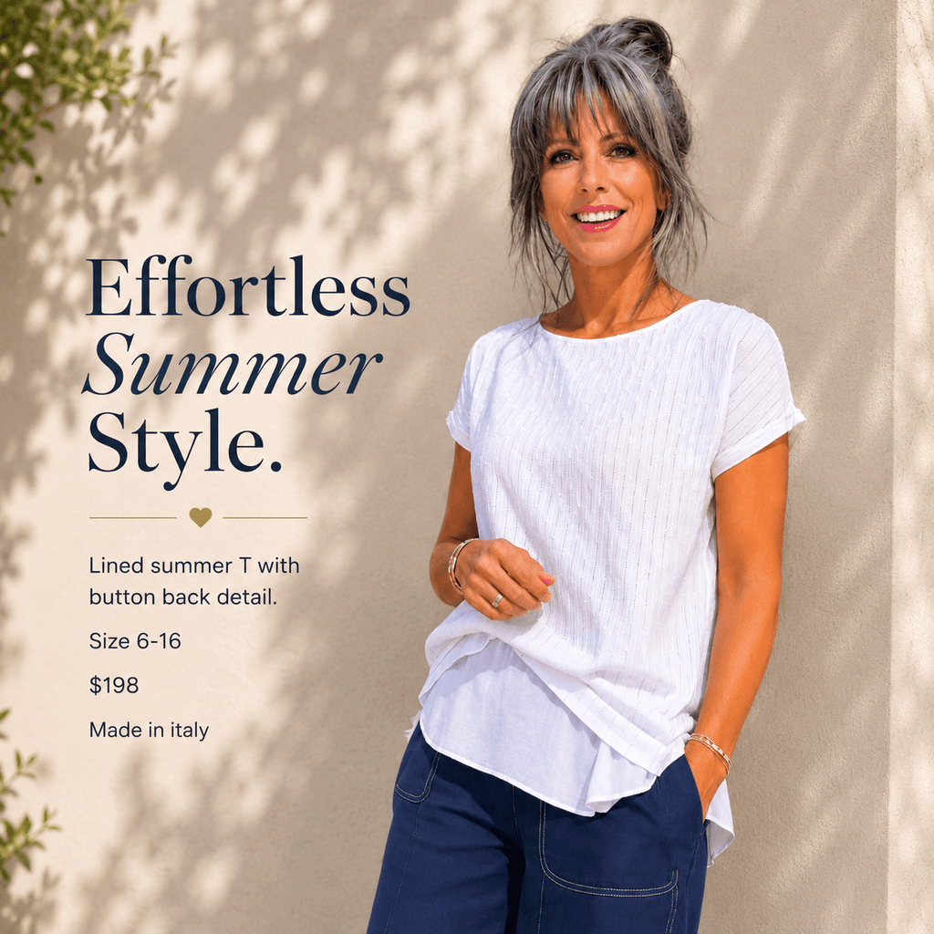 S26169 White Back Button Lined Top