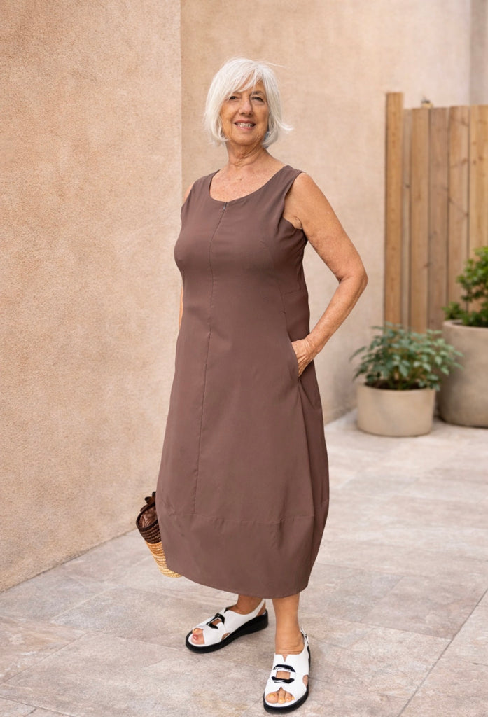 S26509 Brown Sleeveless Dress