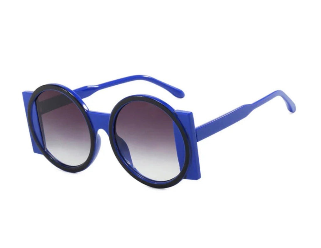 Edith Round Blue Sunglasses