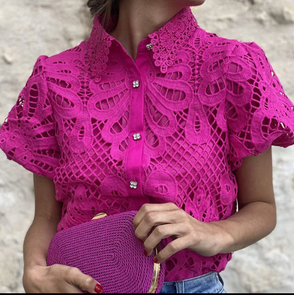 Hot Pink Lace Blouse