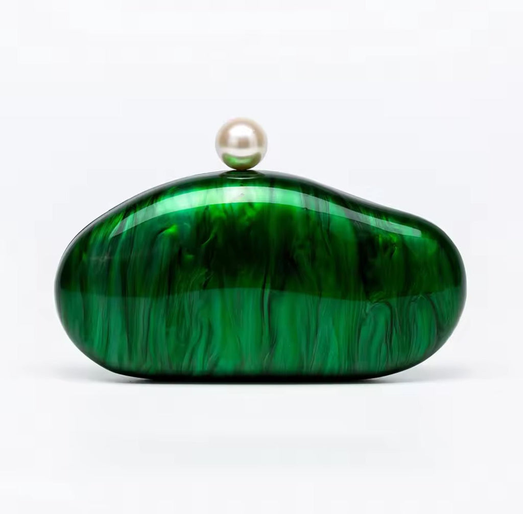 Emerald Acrylic Shell Clutch