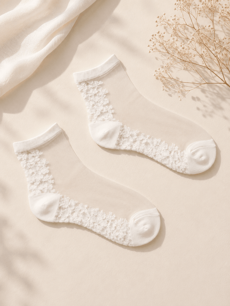 White/White Sheer Socks