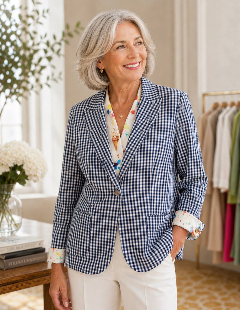 33360 Hillary Blue/White Gingham Jacket