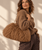 Honey Long Hair Large Clutch Caffe