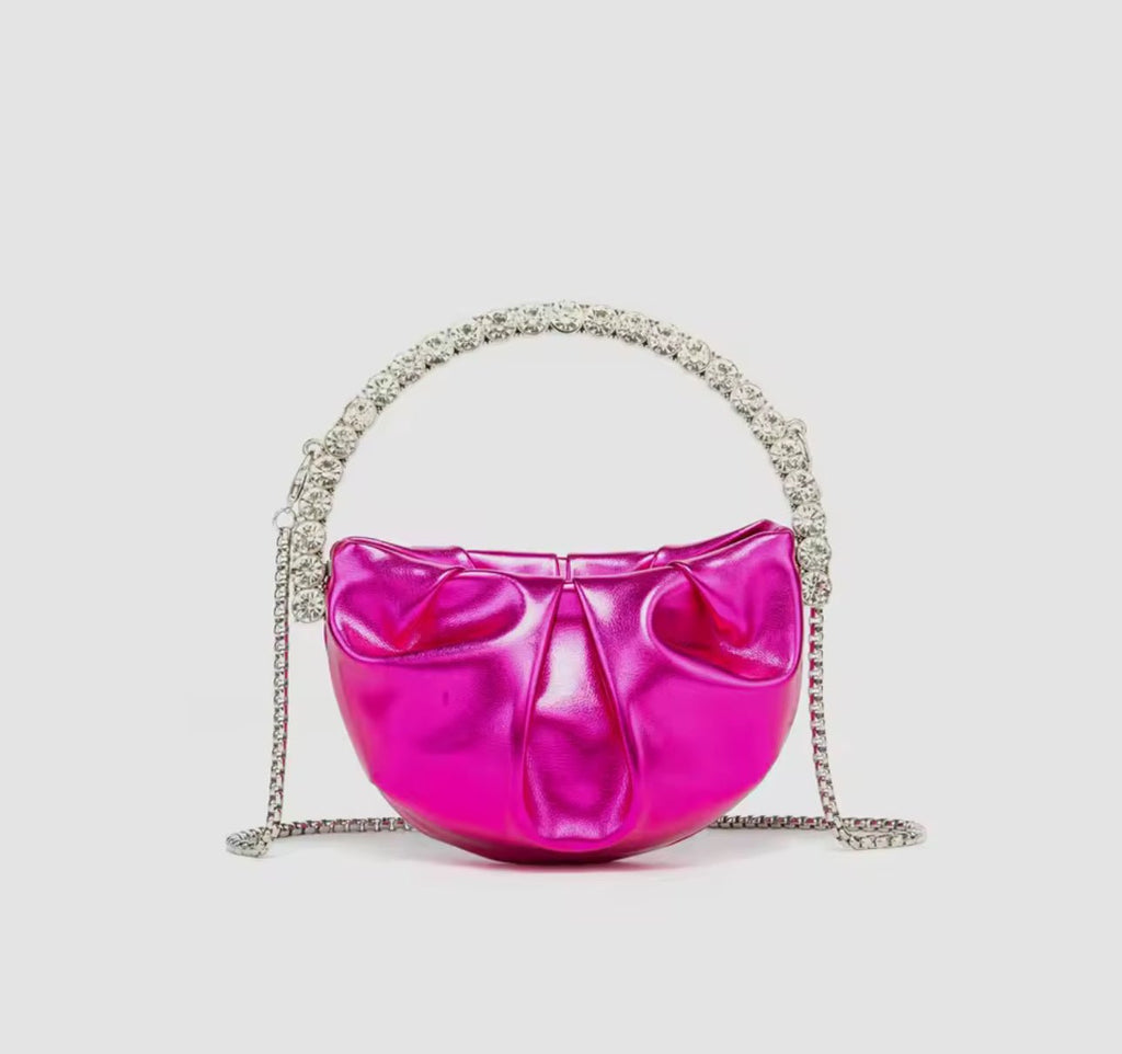 Pink Rhinestone Handle Clutch