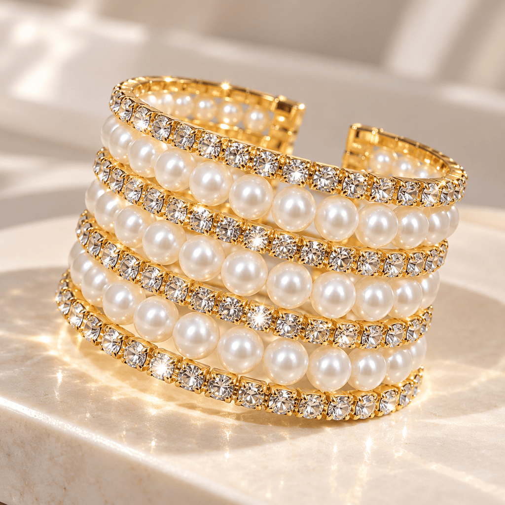 Coiler Gold Rhinestone Cuff