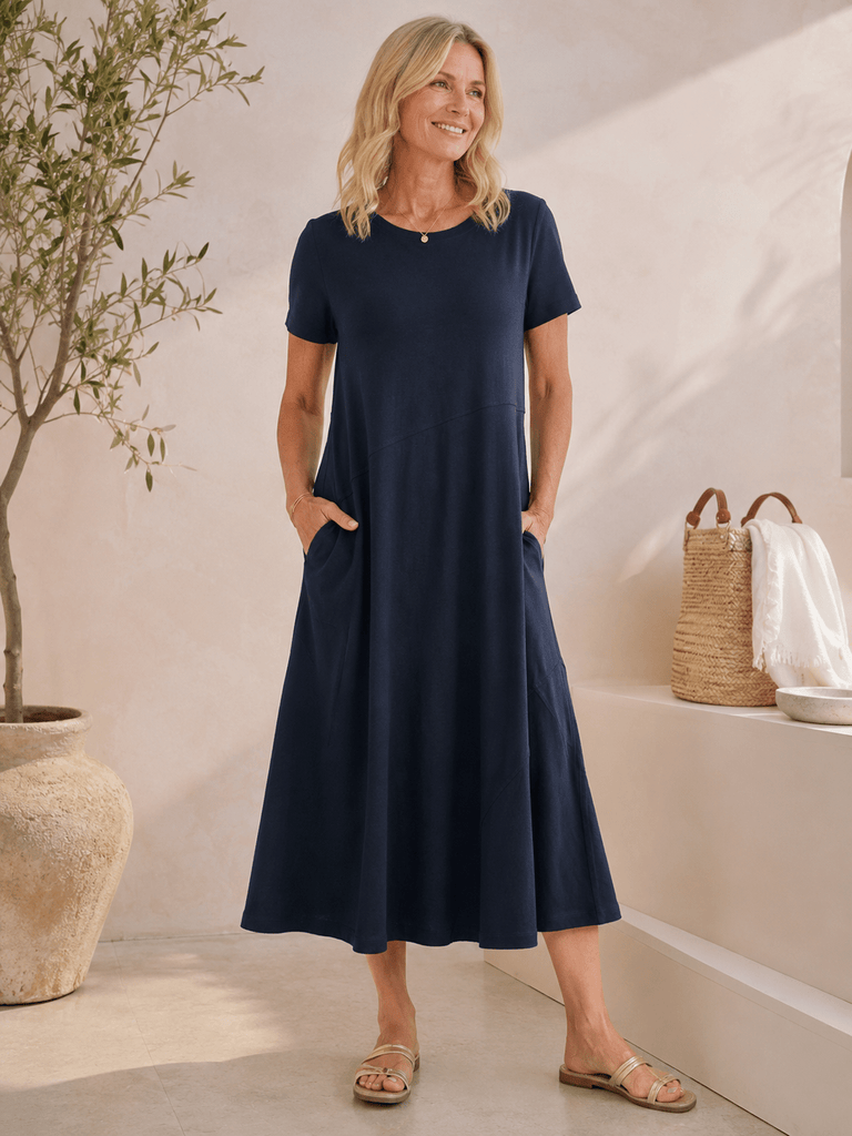 FO8181 Navy Stitch Together Dress