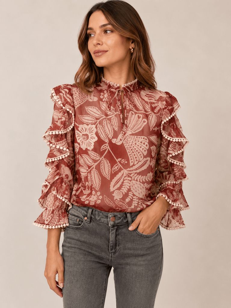 97232 Brick Boho Blouse