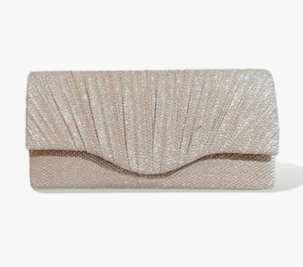 Gold Ruched Glitter Clutch