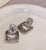 Silver Rhinestone Door-knocker Earring