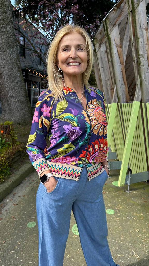 50115 Lydia Navy Multi Jacket