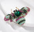 Emerald/Pink Bee Brooch