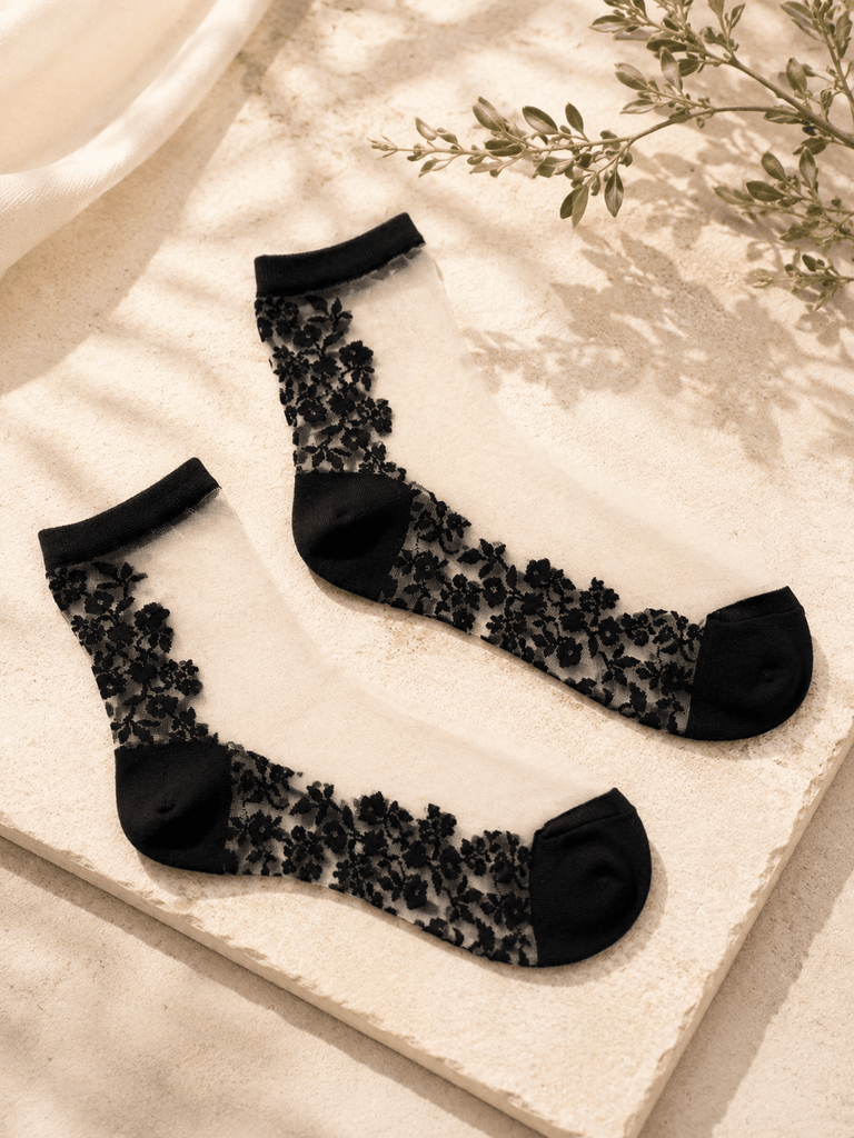 White/Black Sheer Socks