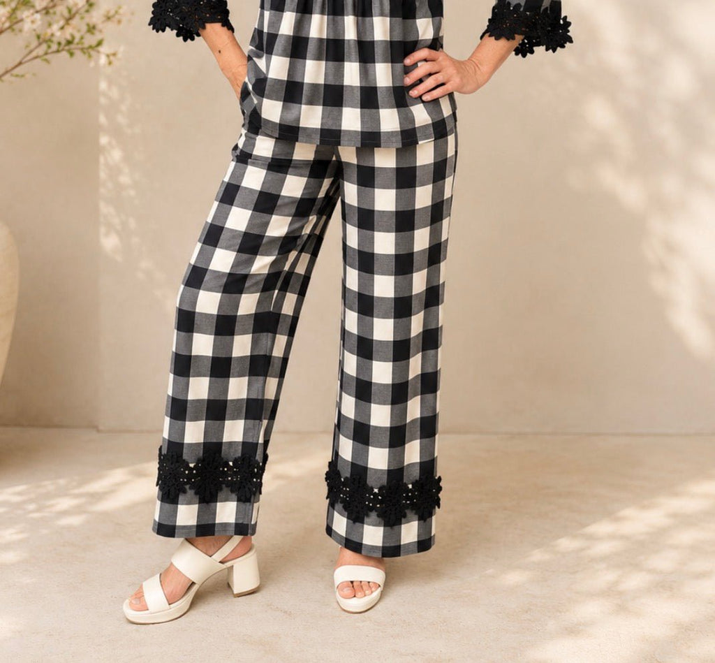33344 Sandra Black/white Gingham Trouser