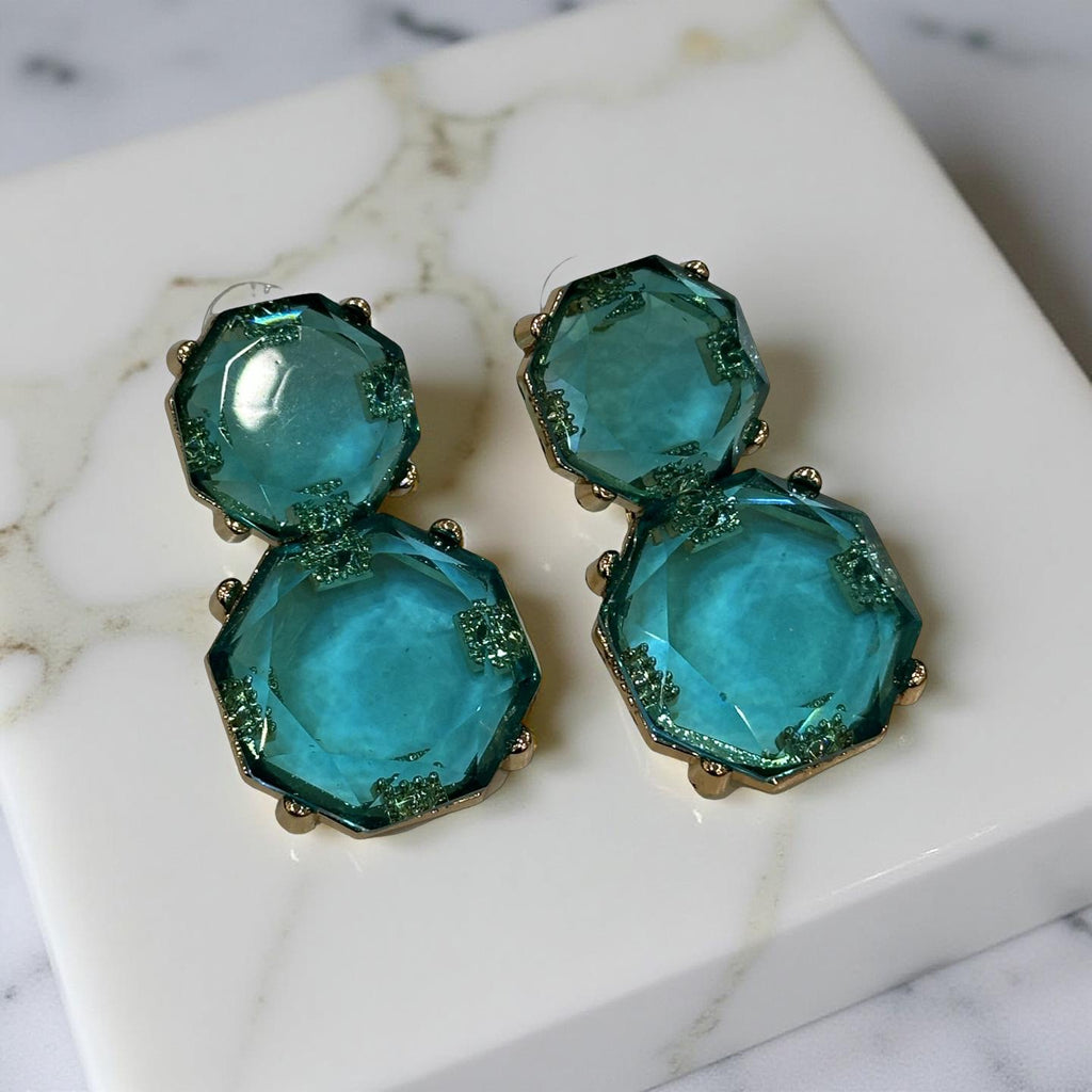 Turquoise Two Tier Crystal Drop