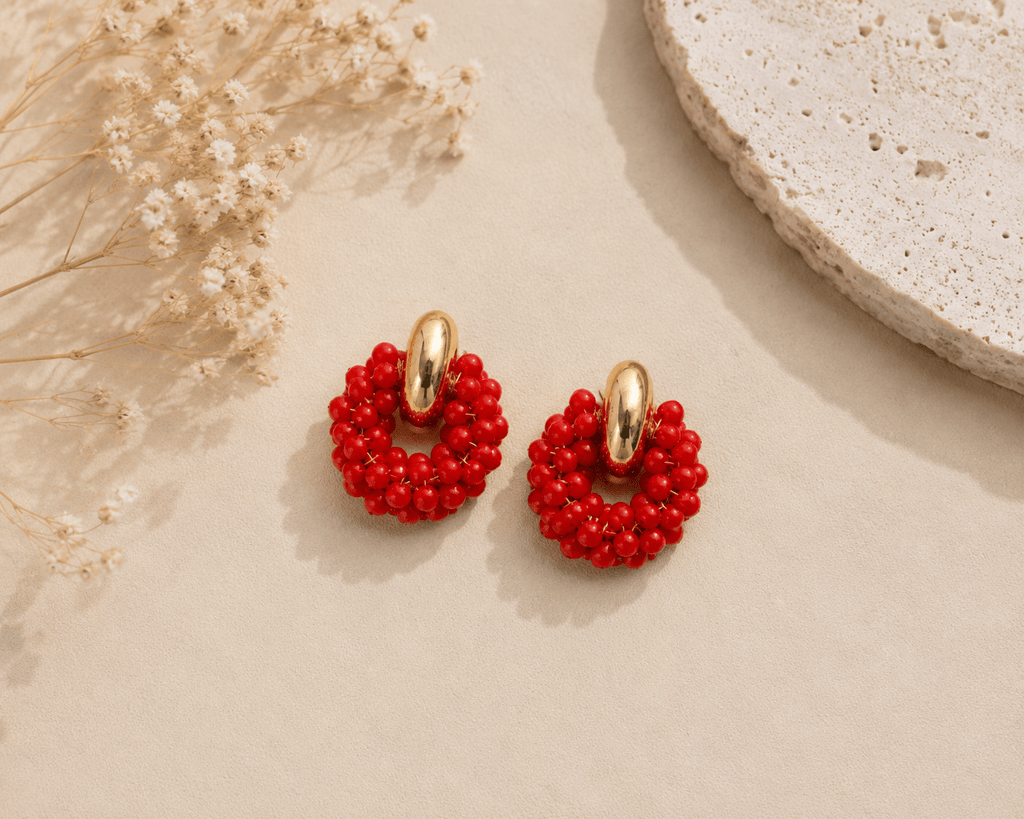 RedBeaded Earring