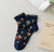 Navy Mini-floral Ribbed Sock
