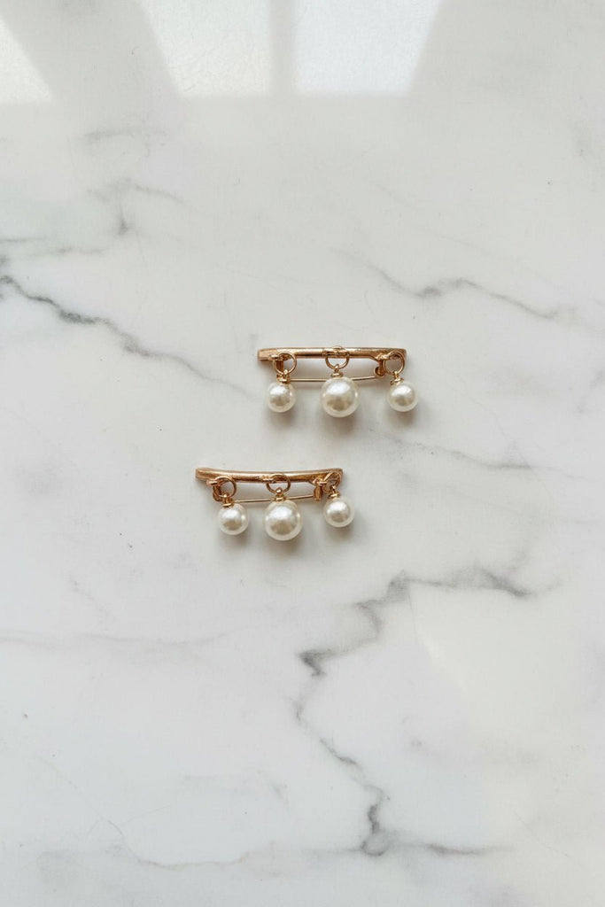 Pearl Drop Cuff Pin Set