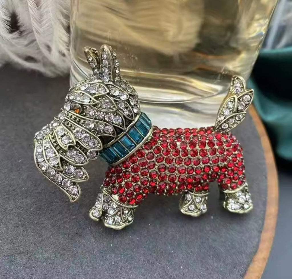 Dog Red Coat Brooch
