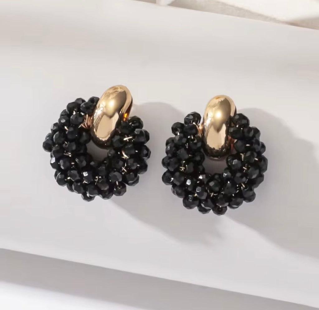 Black Beaded Earring
