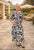 97192 Navy Print Ruffle Skirt