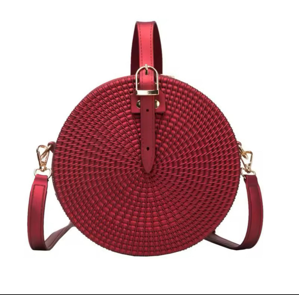 Concentric Cross Body Vegan Purse in Ruby