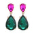Emerald fuschia Crystal Drop Earring