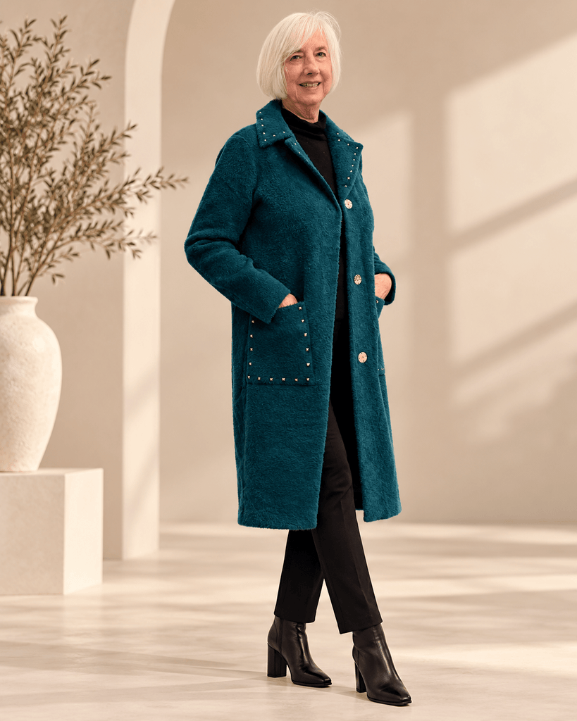 264921 Green Open Front Long Coat
