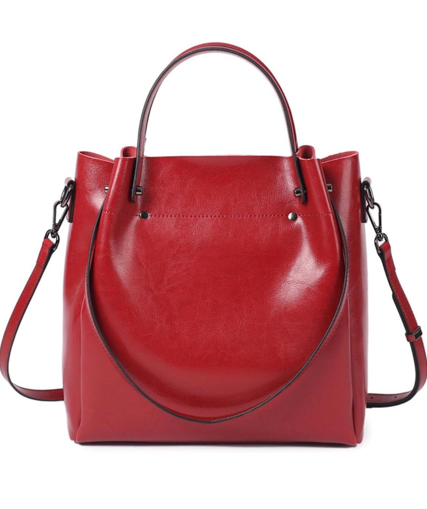 Red Leather Tote Bag