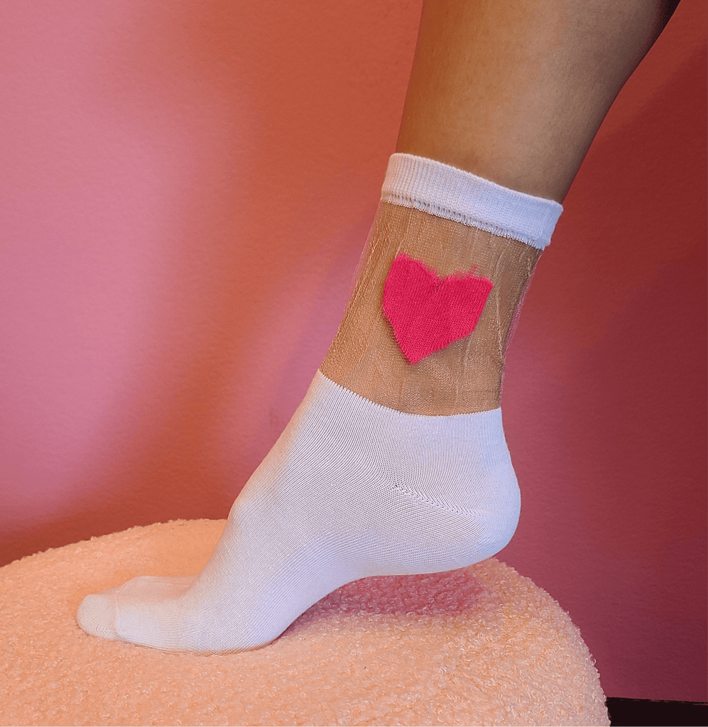 High Heart Pink & White Sock